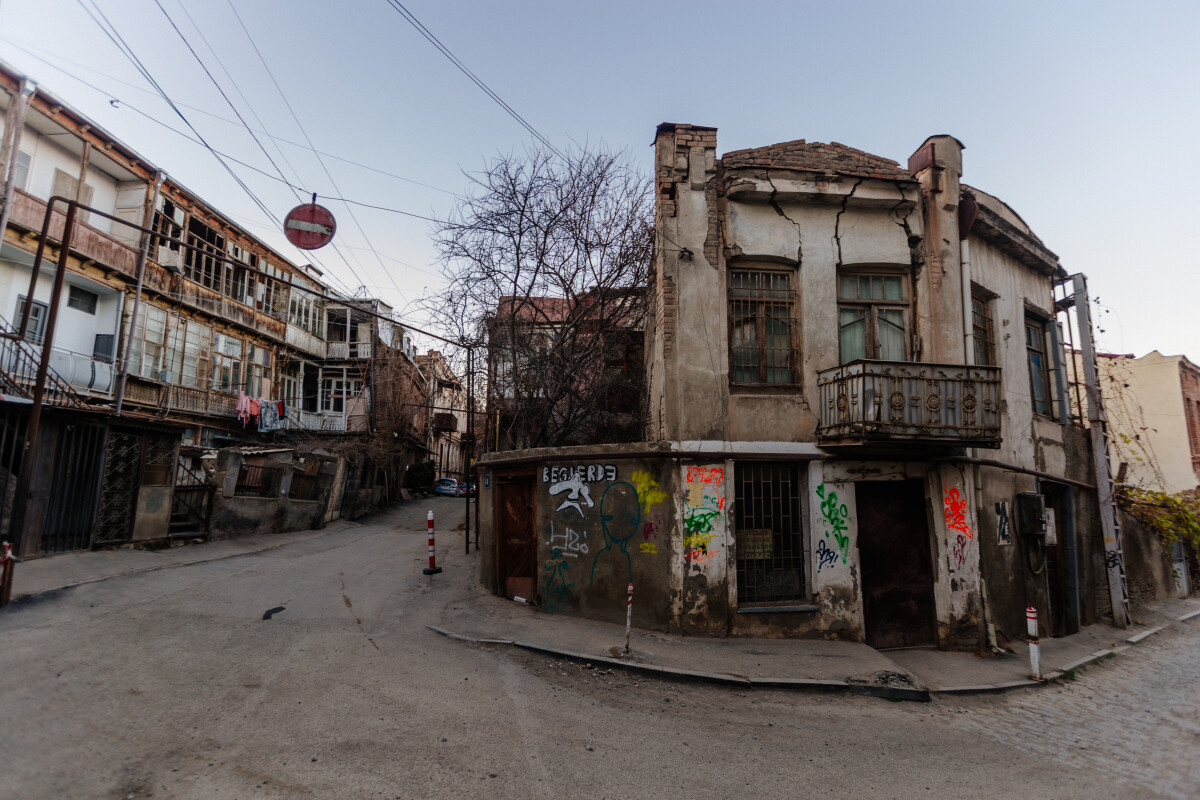 Old shabby houses in the slum district