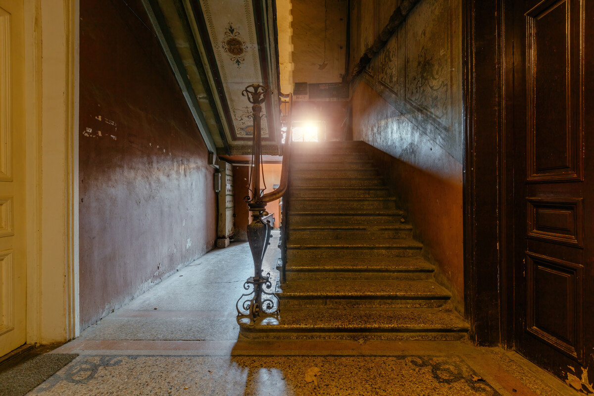 Entrance hall in old abandoned mansion