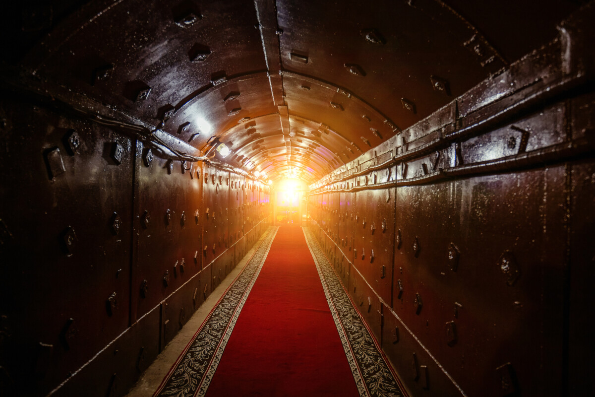 Tunnel at Bunker 42 under Moscow, anti-nuclear underground defense facility