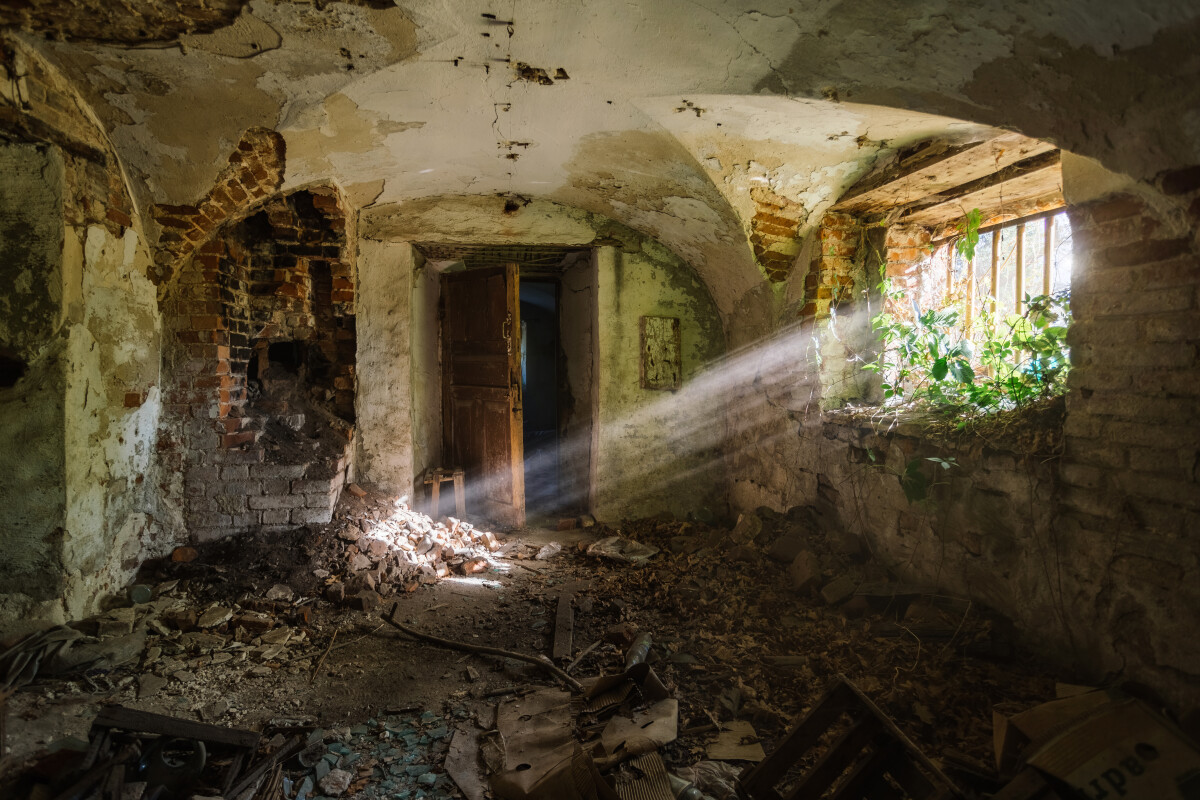 Dark underground cellar under old mansion