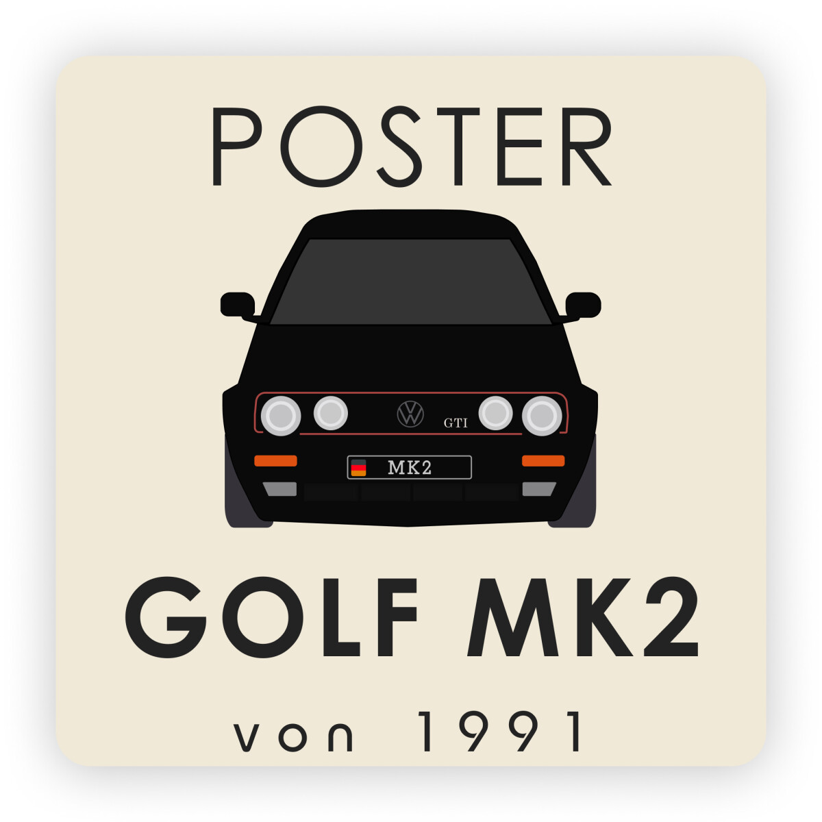 Плакат VW Golf MK2 1991 (формат А4)