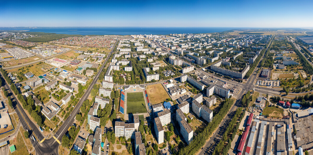 Ульяновск, Заволжский район, жилая застройка. Вид с воздуха.