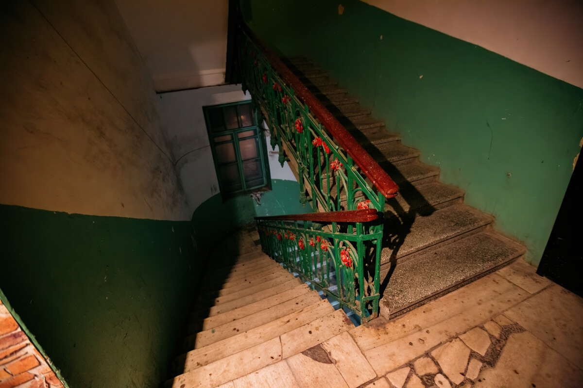 Old vintage staircase at the old building