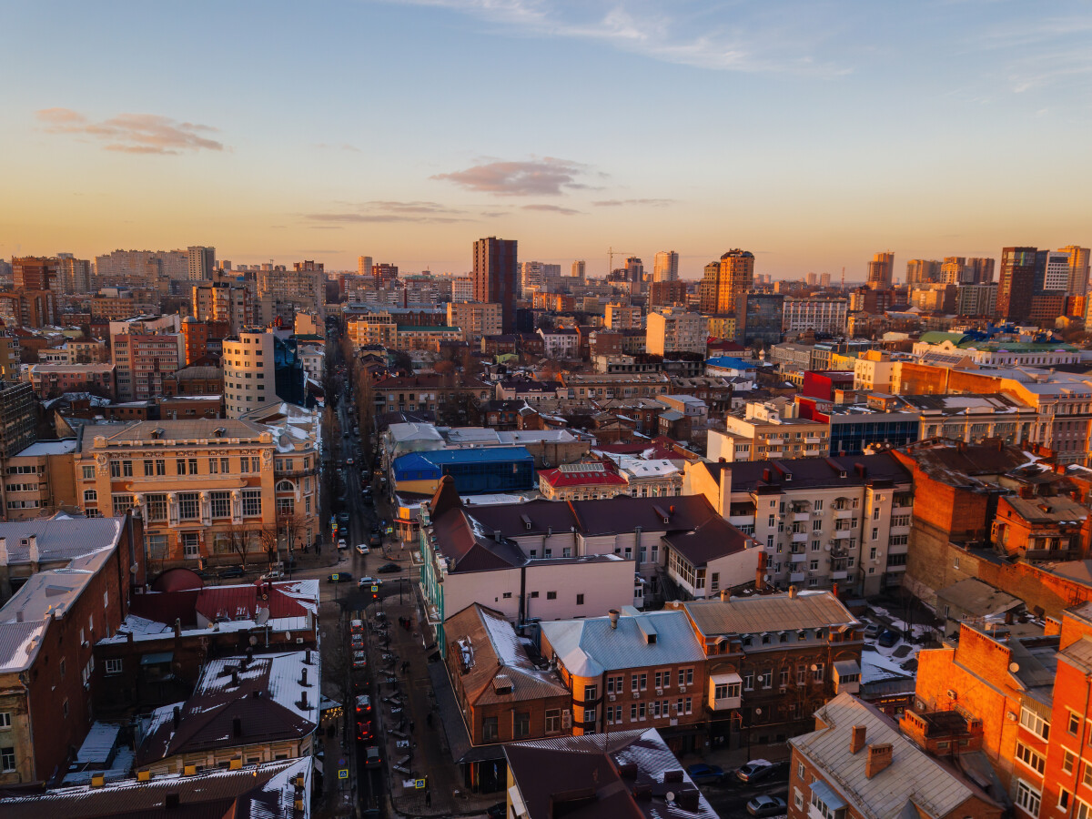 Aerial view of historical downtown of Rostov-on-Don