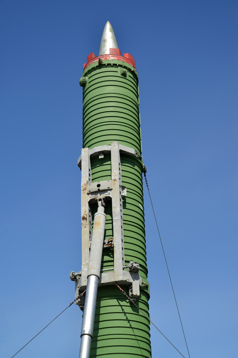 ST. PETERSBURG, RUSSIA - JULY 23, 2015: The intercontinental ballistic missile 15Ж61(РТ-23УТТХ) against the sky