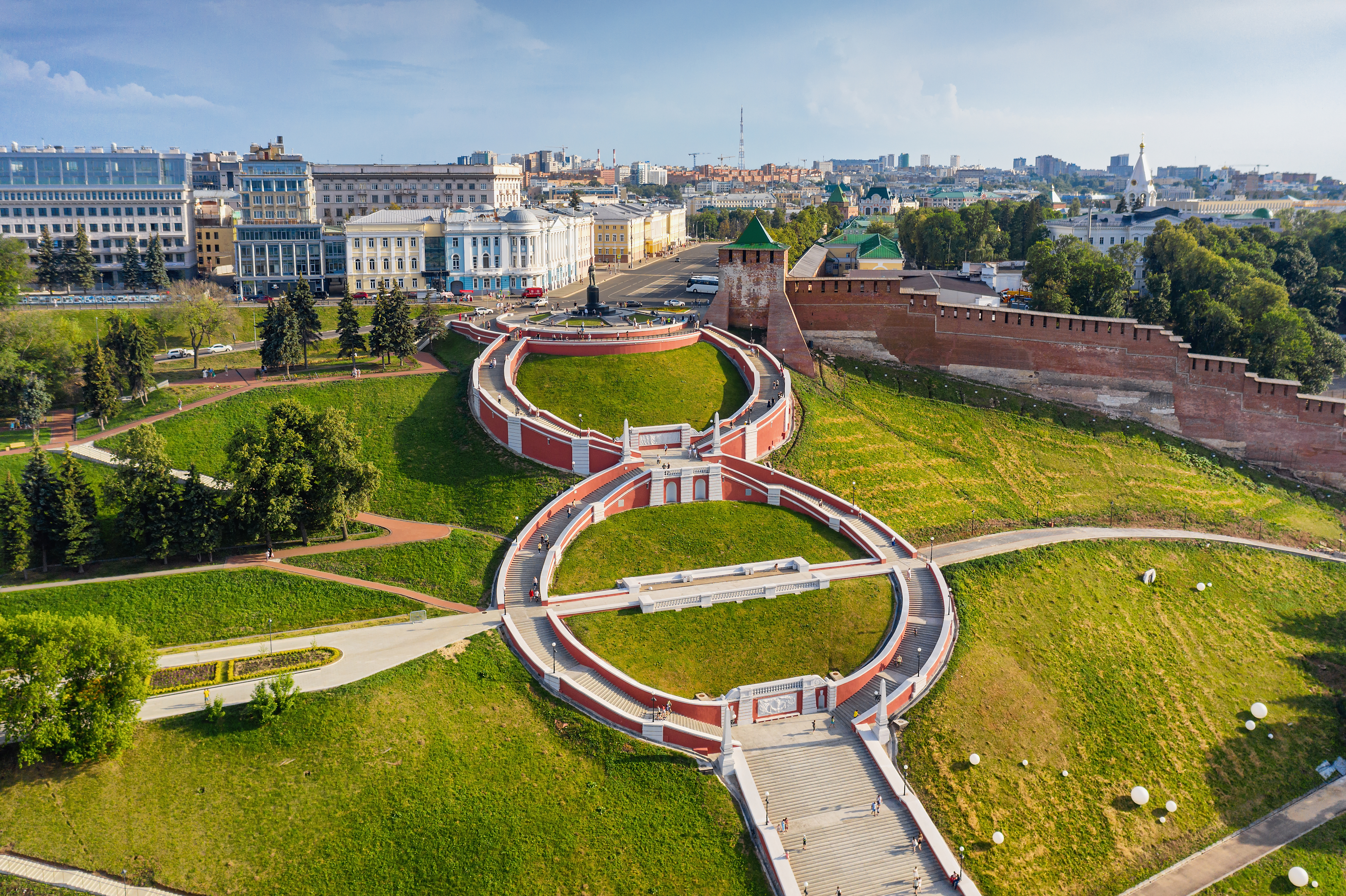 Нижневолжская набережная. Чкаловская лестница. Вид с воздуха.