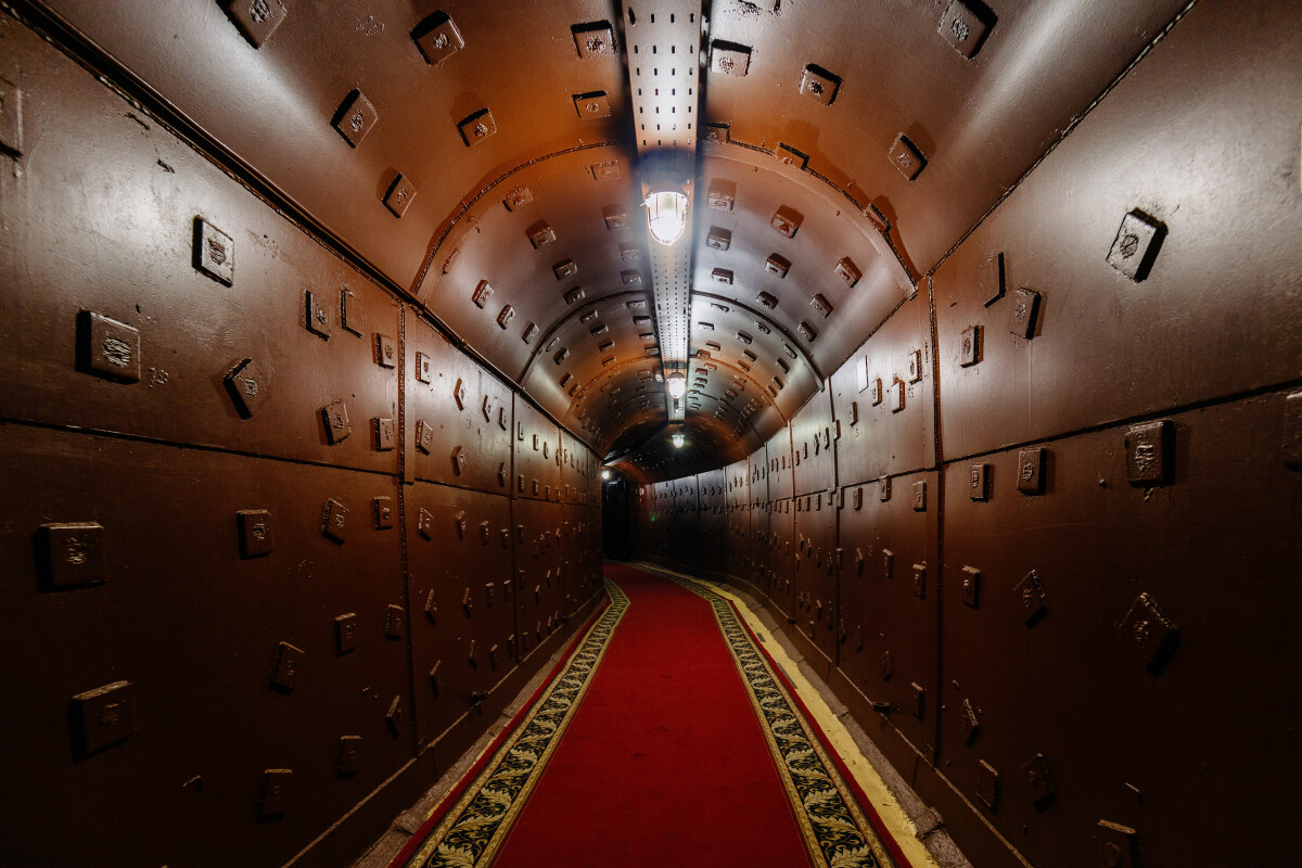 Tunnel at Bunker 42 under Moscow, anti-nuclear underground defense facility