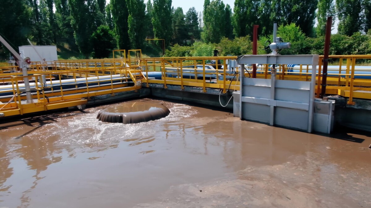 Modern wastewater treatment plant. Tanks for aeration