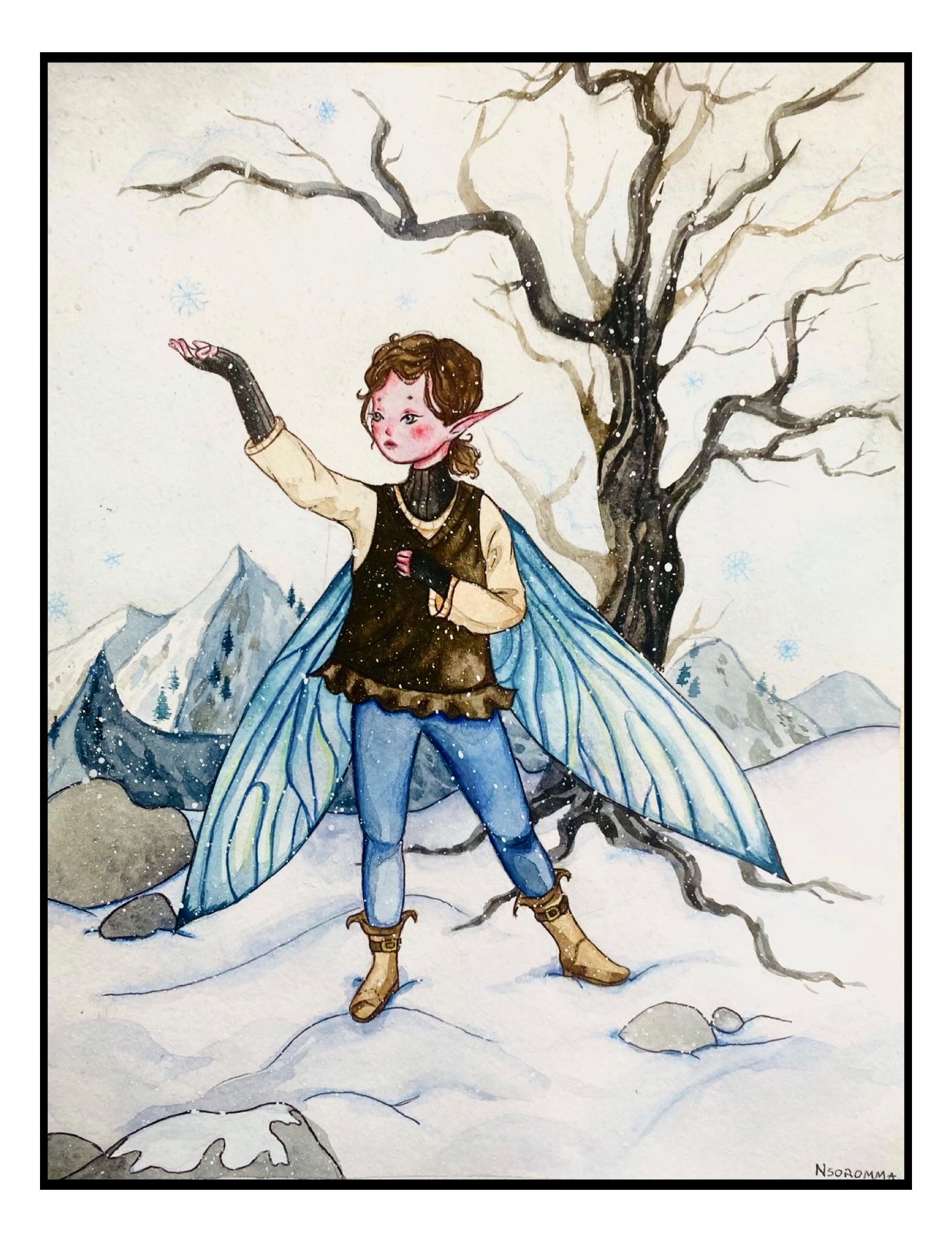 "Fairy of mountain snowflakes". ILLUSTRATION (watercolour)