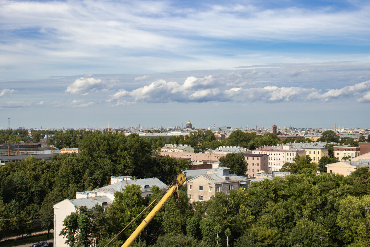 Вид на город со смотровой площадки летом