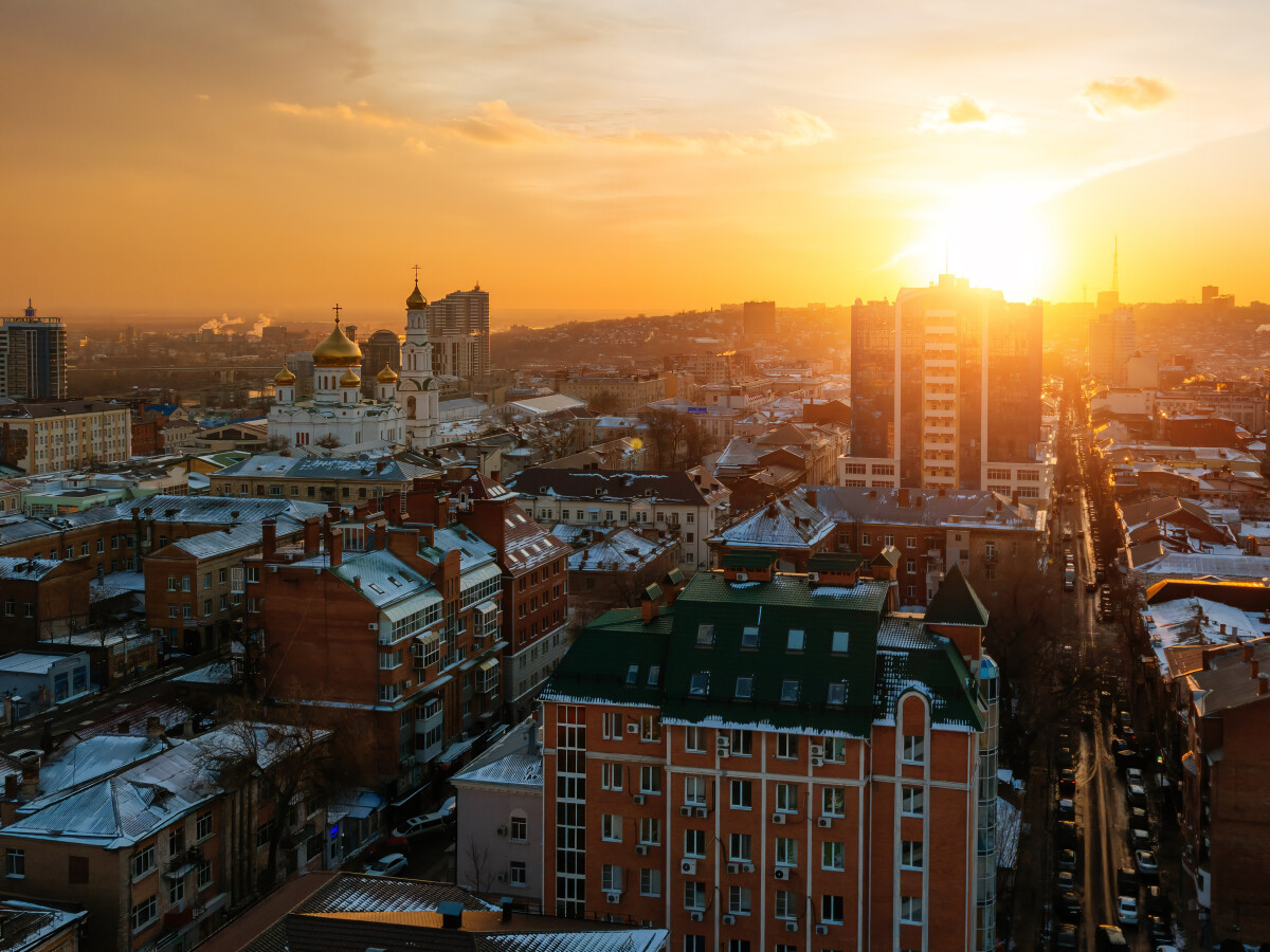 Aerial view of historical downtown of Rostov-on-Don