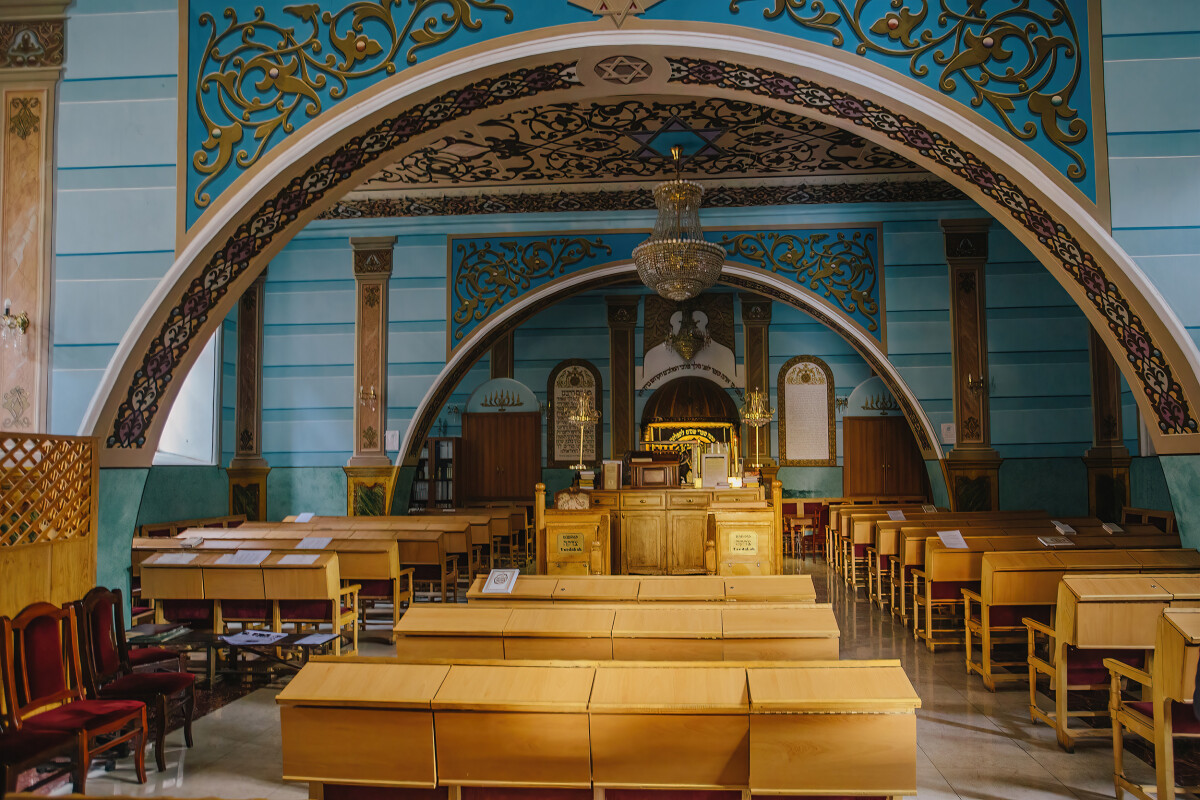 Interior of synagogue in Tbilisi, Georgia, January 6, 2023