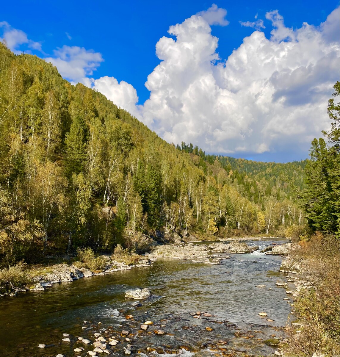 Осень, горная река