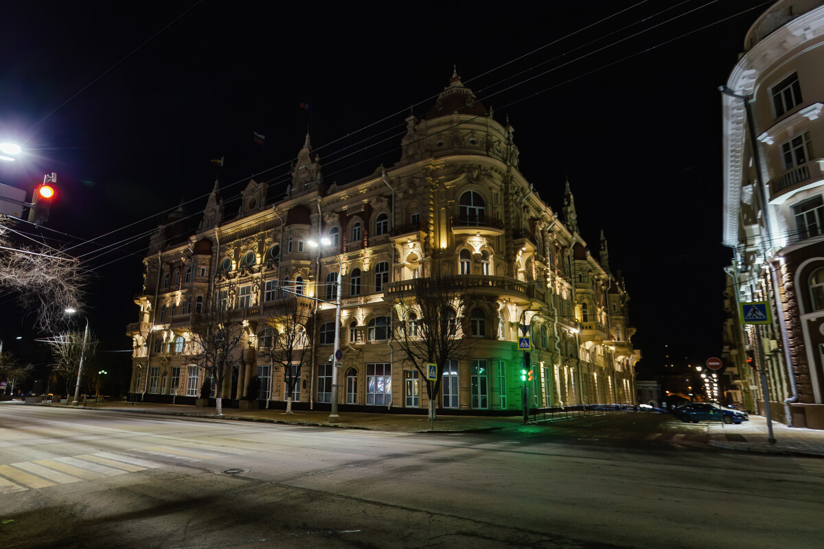 Central district of Rostov-on-Don. Beautiful architecture of historical buildings