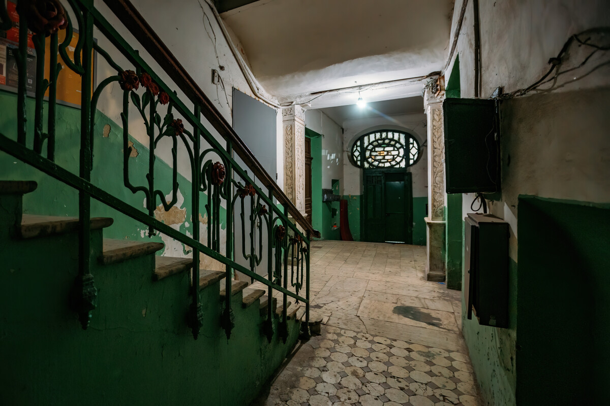 Old vintage staircase at the old building