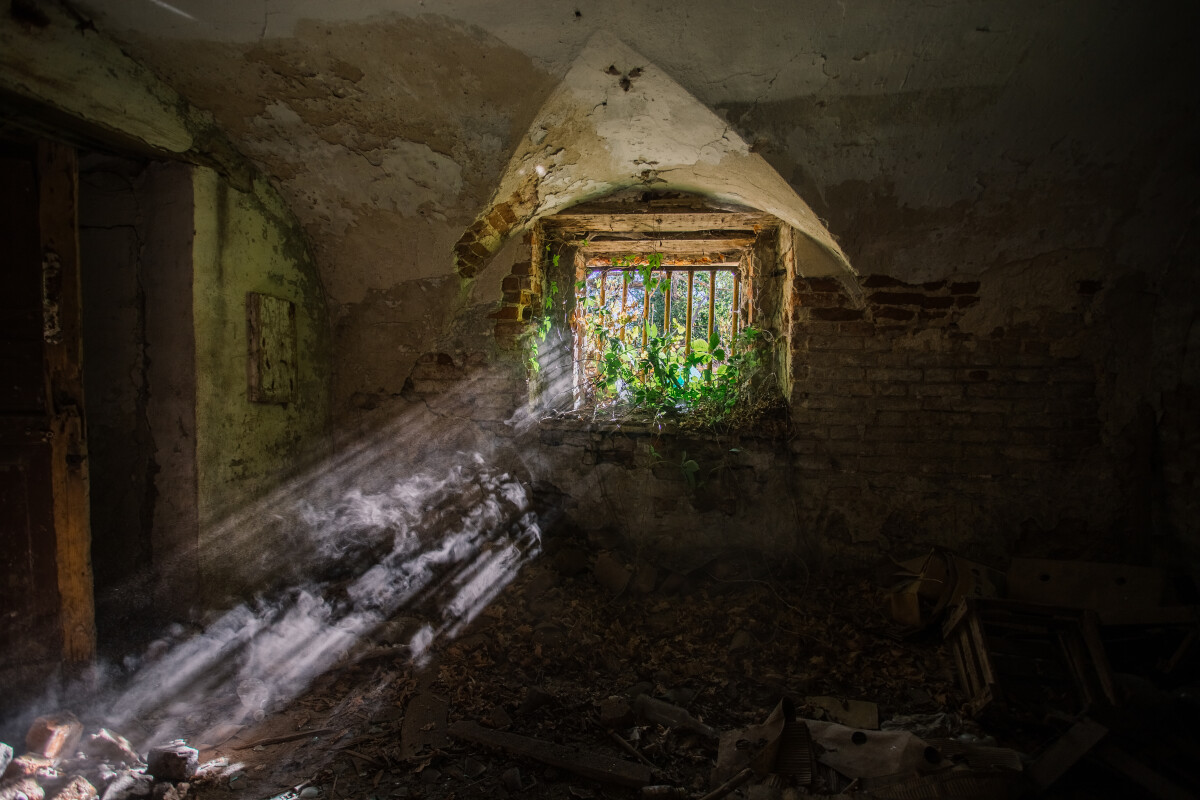 Dark underground cellar under old mansion