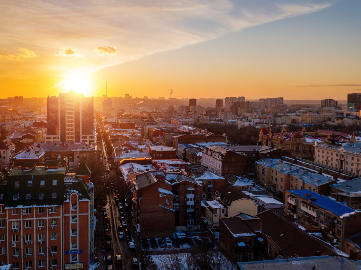 Aerial view of historical downtown of Rostov-on-Don