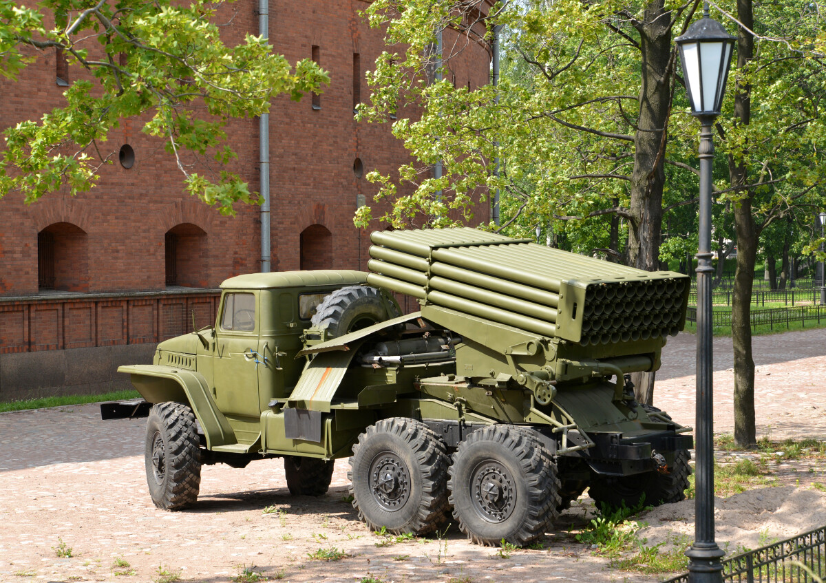 Fighting vehicle of BM-21 (RSZO "Hail") on the basis of the Urals-375Д car