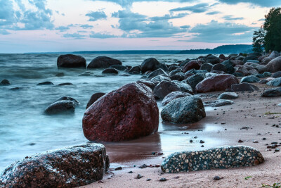 Пляж Балтийского моря, сфотографированные на длинной выдержке