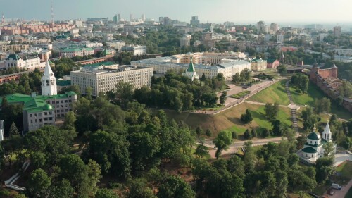 Нижний Новгород. Исторический центр города - Кремль. Вид с воздуха.