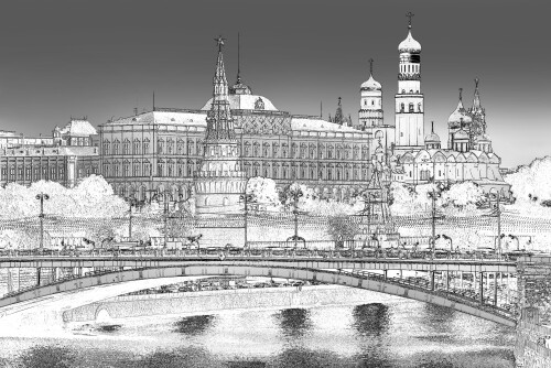 Moscow Kremlin. Artistic photo processing for graphics