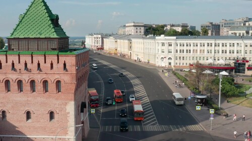 Нижний Новгород. Исторический центр города, площадь Минина и Пожарского. Вид с воздуха.