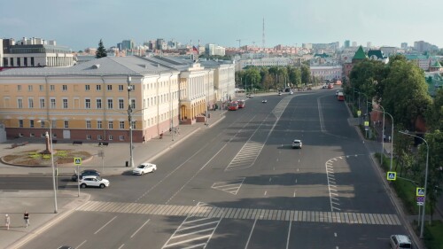 Нижний Новгород. Исторический центр города, площадь Минина и Пожарского. Вид с воздуха.