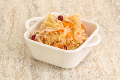 Fermented cabbage with carrot - sauerkraut in the bowl