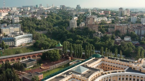 Нижний Новгород. Исторический центр города - Кремль. Вид с воздуха.