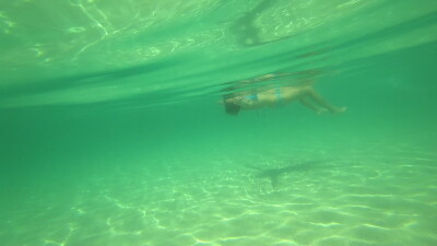 Underwater swimming on tropical sea