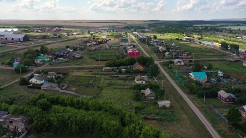 Поволжье, Оренбургская область, село Заглядино. Вид с воздуха.