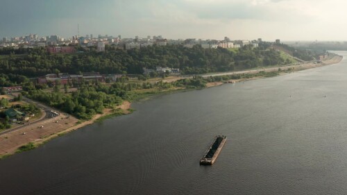 Нижний Новгород. Исторический центр города, набережная. Вид с воздуха.