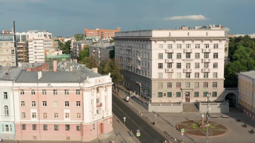 Нижний Новгород. Исторический центр города, площадь Минина и Пожарского. Вид с воздуха.