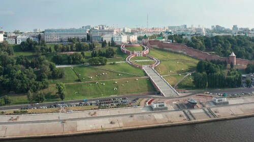 Нижний Новгород. Исторический центр города, площадь Минина и Пожарского. Вид с воздуха.