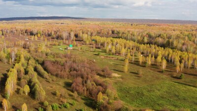 Южный Урал, Башкирия, экопоселение Красная Поляна. Вид с воздуха.