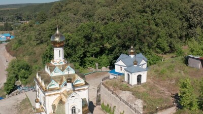 Южный Урал, курорт Красноусольск: храм Табынской иконы Божией Матери на Святых Ключах. Вид с воздуха.