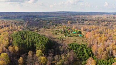 Южный Урал, Башкирия, экопоселение Красная Поляна. Вид с воздуха.